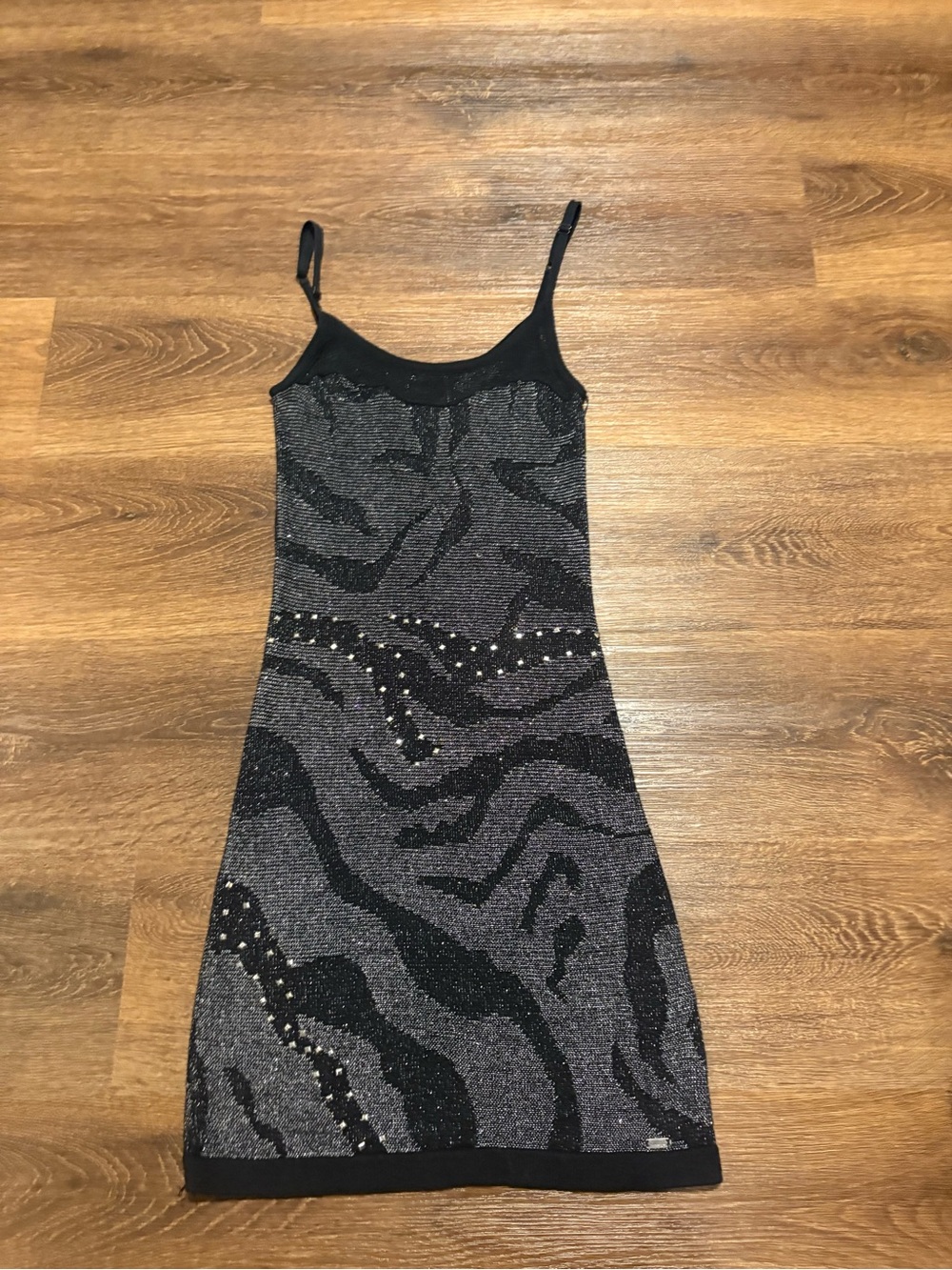 GUESS Zebra Print Metallic Slip Dress | Stretchy Bodycon | Size Small